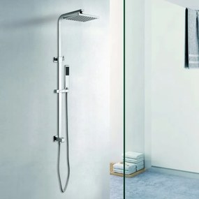 Kamalu - Colonna doccia fissa con soffione quadrato finitura cromata| K6000
