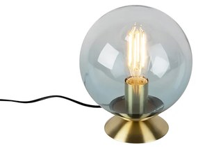 Lampada da tavolo Art Déco in ottone con vetro blu - Pallon
