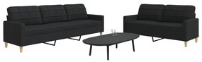 Set Di Divani 2 Pz Nero İn Tessuto /