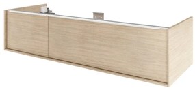 Mobile da bagno sospeso sotto lavabo L 135 x H 32 x P 48 cm noce satinato, 1 cassetto SENSEA Neo