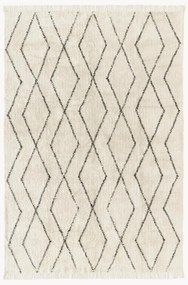 Tappeto boho in cotone fatto a mano con motivo a rombi e frange Bina
