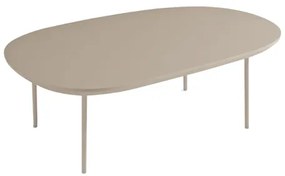 Tavolino con piano sagomato in legno Tortora e base in metallo - FLUX Large