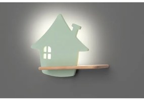 Applique LED per bambini con mensola HOUSE LED/4W/230V verde/legno
