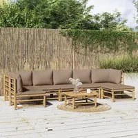 Set Salotto da Giardino 8pz con Cuscini Tortora Bamb 3155142