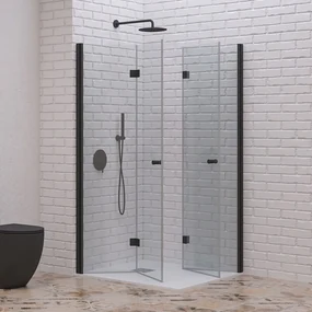 Kamalu - Box doccia 80x80 cm doppia apertura a libro colore nero | KS7000N