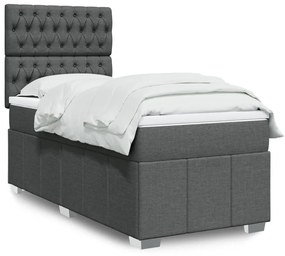 Giroletto A Molle Con Materasso Grigio Scuro 100x200 Cm Tessuto /
