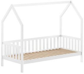 Letto da bambini a forma di casa bianco in pino massiccio con rete inclusa 90x200 cm Cabane – Vipack