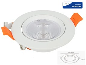 Faretto Led Da Incasso Orientabile 30W Cob Caldo 3000K Diametro 225mm Foro 195mm Chip Samsung SKU-21845