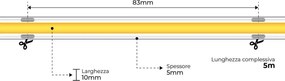 Striscia LED COB 8W/m 24VDC IP67 5m Professional Colore Bianco Freddo 5.700K