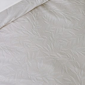 Set copripiumino e federa greige in jacquard per letto matrimoniale 200x200 cm Corded Leaves – Catherine Lansfield