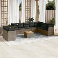 Set Divani da Giardino 11 pz con Cuscini in Polyrattan Grigiocod mxl 89652