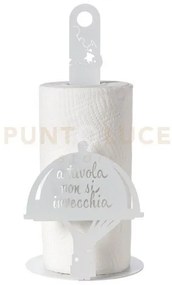 Porta rotolo da cucina "a tavola non si invecchia" bianco marmo