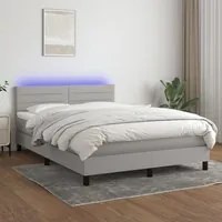 Letto a Molle Materasso e LED Grigio Chiaro 140x200 cm Tessuto cod mxl 47240