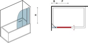 Parete vasca 120cm con panello fisso e anta girevole KV15 - KAMALU