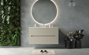 Mobile bagno beige 100x46 cannettato Urbino 2.0 con lavabo in resina e due cassetti