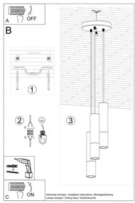 Sollux SL.0955 - Lampadario a sospensione con filo LOOPEZ 3xGU10/10W/230V arrotondato nero/oro