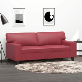 Divano A 2 Posti Rosso Vino 140 Cm İn Similpelle /