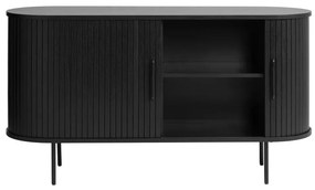Cassettiera bassa nera in rovere 140x76 cm Nola - Unique Furniture