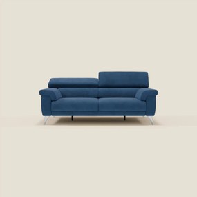 Raffaello divano con sedute allungabili e poggiatesta reclinabili in microfibra smacchiabile T11 blu