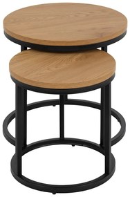 Set di tavolini rotondi con piano effetto rovere 2 pz ø 45 cm Spiro - Actona