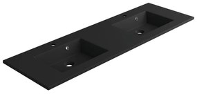 Lavabo integrale a incasso rettangolare doppia vasca Neo L 151 x H 11.2 x P 48.5 cm in composito minerale di resina gelificata nero