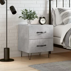 Comodino grigio cemento 40x35x47,5 cm in legno multistrato