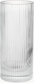 Set di 2 bicchieri da long drink in vetro soffiato con scanalatura in rilievo Ripple, 480 ml