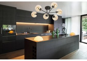 Lampadario da soffitto BRENDI 6B con sfere Miele - E14 Colore del corpo Nero