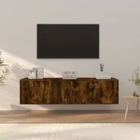 Set Mobili Porta TV 3 pz Rovere Fumo in Legno Multistratocod mxl 124683