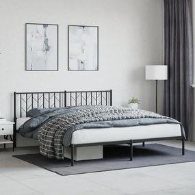 Giroletto Con Testiera İn Metallo Nero 183x213 Cm /