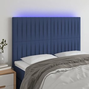 Testiera A Led Blu 144x5x118/128 Cm İn Tessuto /
