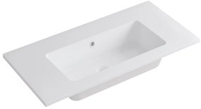 Lavabo a incasso rettangolare L 90.5 x H 14 x P 46 cm in resina bianco lucido