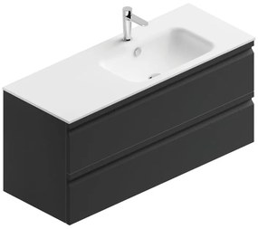 Mobile sottolavabo e lavabo Pull per vasca centrale grigio grafite opaco in mdf L 120 x H 56 x P 46 cm 2 cassetti