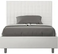 Letto imbottito Matrimoniale francese 140x210 cm Sunny - Senza rete,Bianco,Similpelle