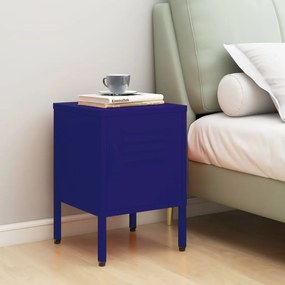 Comodino Blu Marino 35x35x51 Cm İn Acciaio /