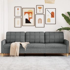 Divano A 3 Posti Grigio Scuro 210 Cm İn Tessuto /