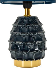 Lampada da tavolo blu in ceramica con paralume in tessuto (altezza totale 30,5 cm) Pigny – Mauro Ferretti