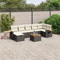 Set Divani da Giardino con Cuscini 8 pz Nero in Polyrattan 3265536