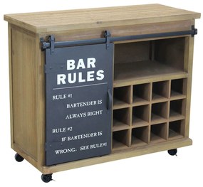 COLETTE - madia industrial in acciaio con portabottiglie