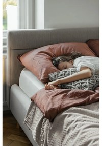 Letto matrimoniale imbottito beige con contenitore con rete inclusa 160x200 cm Lotte – Meise Möbel