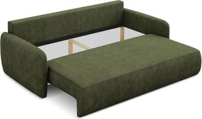 Divano verde allungabile/con contenitore con rivestimento in ciniglia 218 cm Lilo – Makamii