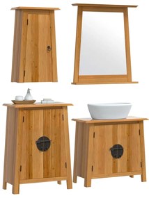 Set mobili da bagno 4 pz in legno massello di pino
