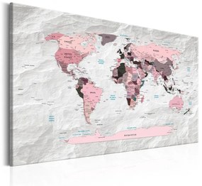 Quadro World Map: Pink Continents