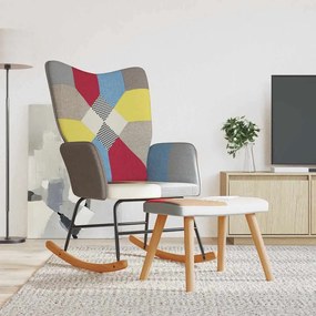Sedia A Dondolo Con Poggiapiedi İn Tessuto Patchwork /