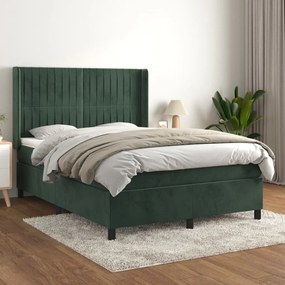 Giroletto A Molle Con Materasso Verde Scuro 140x200 Cm Velluto /