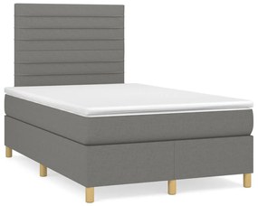 Letto a molle materasso e led grigio scuro 120x190cm in tessuto