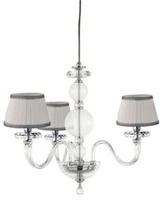 Lampada a sospensione BACH 50 cm con paralume in vetro trasparente 3 LUCI CROMO