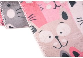 Tappeto rosa e grigio per bambini 80x150 cm Silly Cats - Vitaus