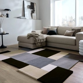 Tappeto nero e grigio in lana tessuto a mano 120x180 cm Collage Monochrome – Flair Rugs
