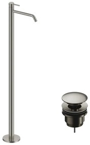 Rubinetto per lavabo getto laminare cristallino LOOP nichel spazzolato lucido SANYCCES